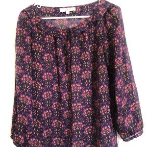 Loft Sheer 3/4 Sleeve Blouse, M